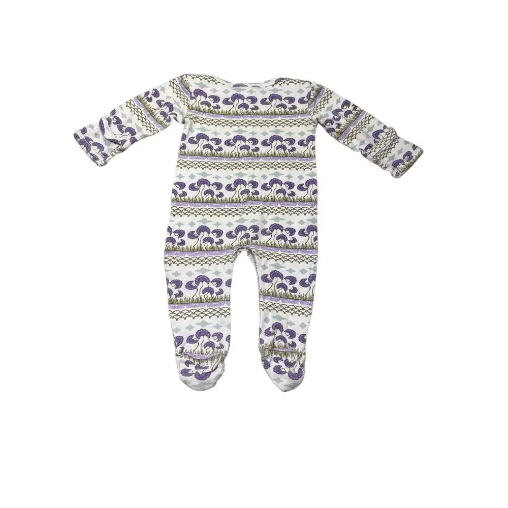Baby Footed Sleeper Kate Quinn 6-9M Purple Floral Organic Cotton Romper EUC